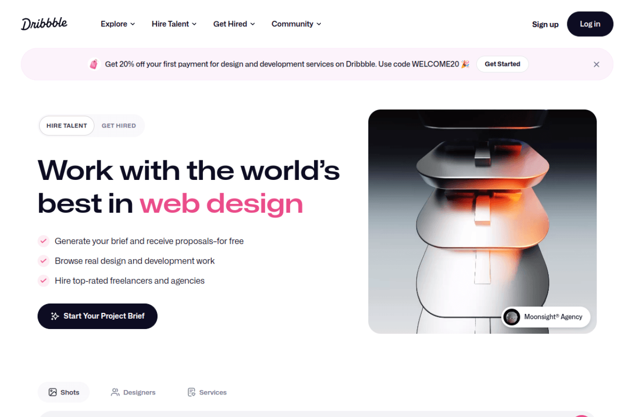 Présentation de Dribbble